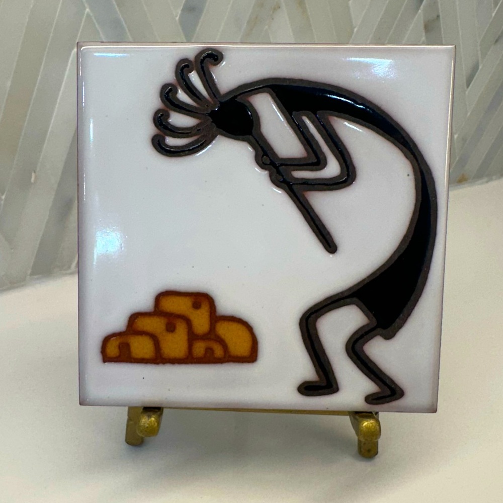 Kokopelli Hand Painted Native American 4x4 Tile by Family Tiles